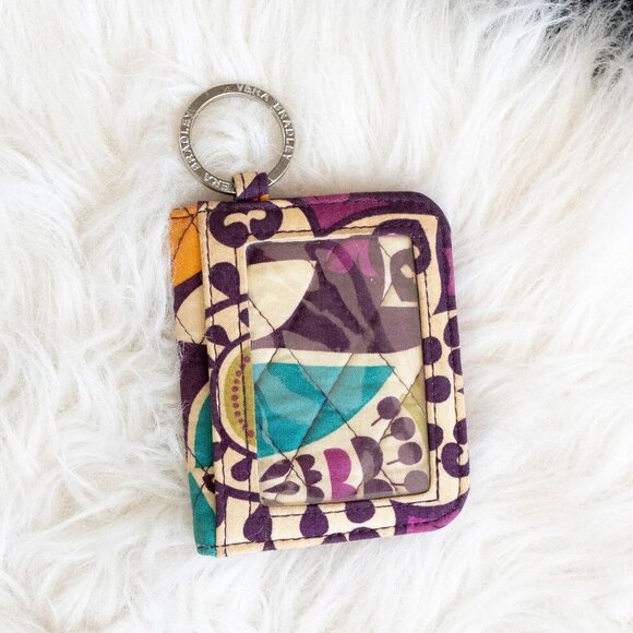✨️2/$25✨️ VERA BRADLEY "PLUM CRAZY" DOUBLE ID WALLET WITH KEY RING COMBO - Picture 1 of 9